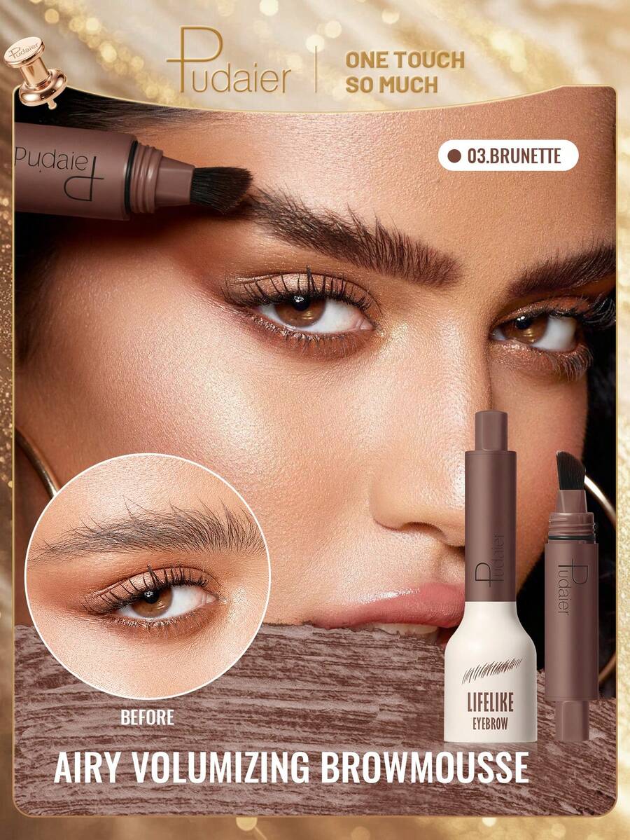 1pc Eyebrow Gel, Smooth Application, High Pigmentation, Waterproof & Sweat-Resistant, Natural Hair Feel, Multi-Color Options, Suitable As Daily Or Holiday Gift For Girlfriend - 03 - View 1