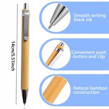 20/50/100pcs Bamboo Wood Retractable Ballpoint Pens, Black Ink, 1mm, Engraved Journaling Pens, Refill Set, Gift Writing Office School Supplies - Bamboo and Wood - View 7