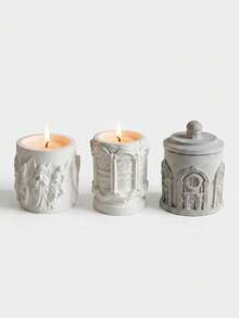 1pc Roman Relief Candle Cup Mixed Soy Wax Candle, Romantic And Cute, Perfect Home Decor For Autumn And Winter, Ideal Gift For Friends And Loved Ones. Suitable For Friends Gathering, Wedding, Yoga And Spa, Creates Romantic Candlelight Dinner Atmosphere, Also Can Be Used As Birthday Candle - 1PC - View 1