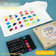 6-30 Colors Fabric Marker Set, Fine Tip Fabric Painting Markers Suitable For Clothes, Textiles, T-Shirts, Tote Bags, Hats, DIY Crafts, Apparel - Fabric Markers - View 14