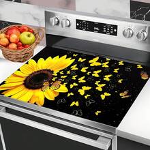 1pc Autumn Sunflower Flat Stove Protector Mat, Rubber Non-Slip Heat-Resistant Kitchen Utensil Protector Pad, Suitable For Induction Cooktop, Glass Stove, Multi-Functional Anti-Scratch Mat, Also Can Be Used As Oven, Washing Machine And Dryer Mouse Pad As Well As Kitchen Decor. - Multicolor - View 6