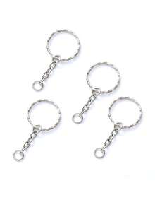 Bestseller 25MM Metal Flat Embossed Rings 50PCS Multi-Use Connector Circles DIY Key Ring Perler Bead Chain Jewelry Making Supplies - Silver - View 1