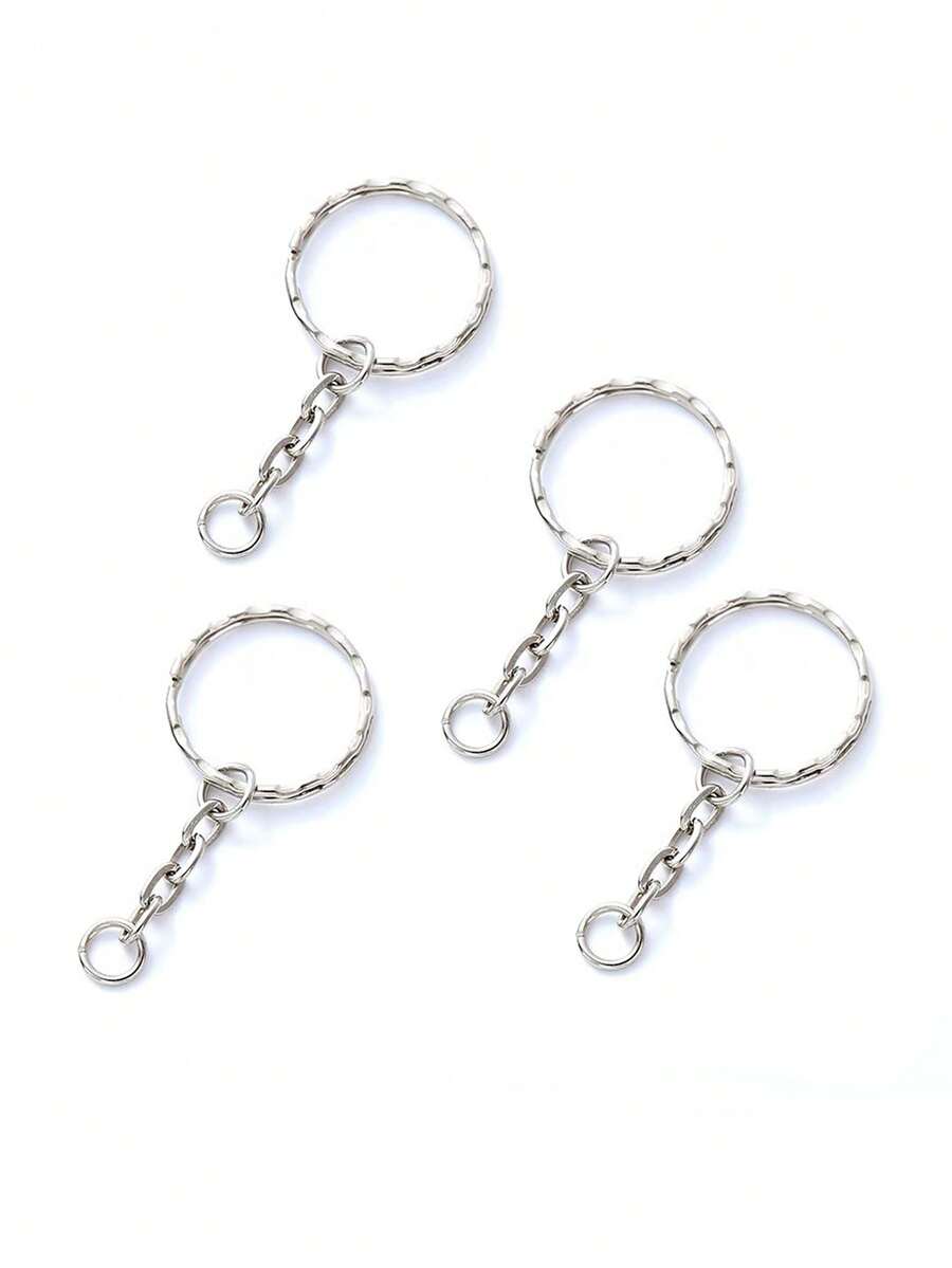 Bestseller 25MM Metal Flat Embossed Rings 50PCS Multi-Use Connector Circles DIY Key Ring Perler Bead Chain Jewelry Making Supplies - Silver - View 1
