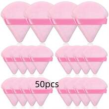 6/20/24/50/60/100 piezas Borla de polvo triangular, Borlas de polvo suelto para maquillaje, Borla de polvo fijador para maquillaje, Almohadillas de borla facial para polvo prensado, Aplicador de esponja de polvo para rostro y ojos (Rosa) - Rosa - Ver 14