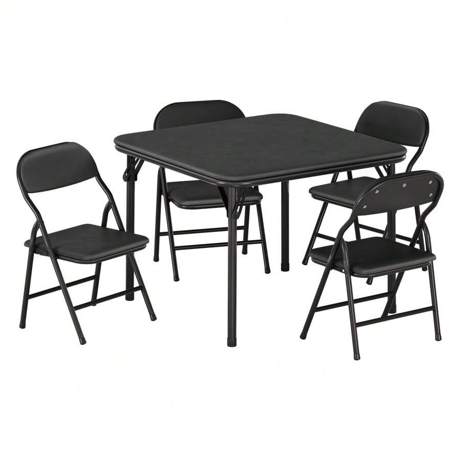 Collapsible Kids Table And Chairs Set – Space-Saving Children's Furniture – Durable Metal Frame – Easy Storage – Ideal For Dining, Learning, Play, Daycare, Study Room - Black - View 1