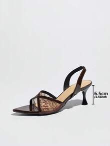 Sandalias de tacón alto para mujer de verano, estilo clásico de fiesta primavera/verano con patchwork de malla cruzada, slip-on, elegantes y maduras, color marrón café, tacón de copa, punta fina, cómodas y versátiles, zapatos de tacón bajo para discoteca, fiesta, cita, compras, regalo del Día de San Valentín, Día de la Madre y Día de la Mujer - Café integral - Ver 9