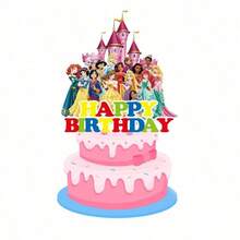 Princess Castle Print Birthday Banner Cake Toppers, Cupcake Picks Full Set Decoration, Hanging Flags, Insert Cards For Birthday Dessert Table, Wall Backdrop, Princess-Themed Birthday Party, Party Decoration, Photo Props - Multicolor - View 9