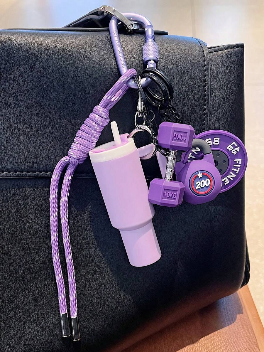【原創手工】迷你水壺鑰匙圈 編織繩鑰匙圈/手腕飾品 3D耳機配件 LOVE飾品 汽車鑰匙防丟鏈 精緻女孩耳機裝飾 最佳禮物 女款夏季包包掛飾 度假必備 吊飾包掛件 包包鑰匙圈 勳章包飾