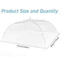2/1pc White Foldable Food Cover, Breathable Mesh Dust-Proof And Fly-Proof Cover For Home Kitchen Cooked Food, Fruits And Vegetables - Multiple Styles - View 7