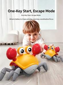 Induction Crawling Crab Baby Doll, Hard-To-Catch Crab For Happy Baby Interaction, Interactive Music Tummy Time Crab Doll, Moving And Dancing Crab Suitable For Toddlers, Educational Fun Doll For Boys And Girls - QC-3Y Sensor Crab - View 5