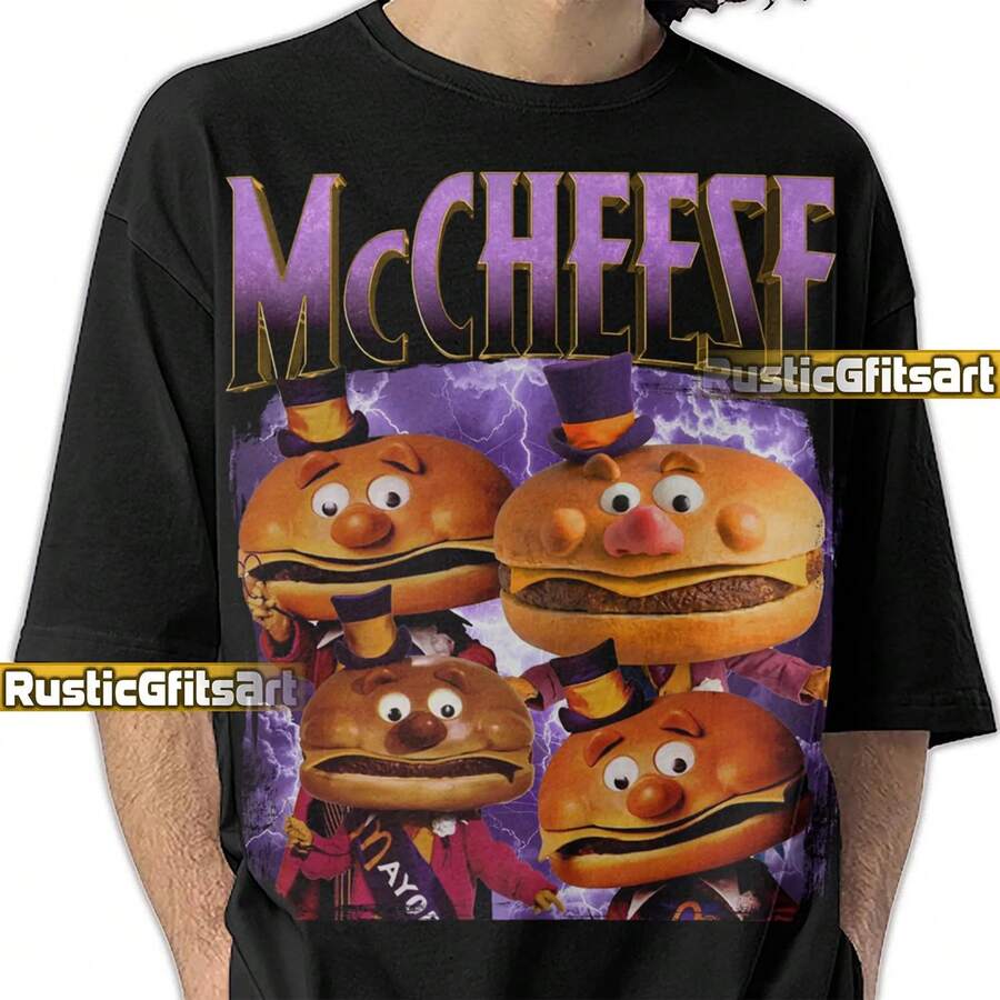 MAYOR MCCHEESE MCDONALD Shirt, Mayor McCheese Mcd Tee T-Shirt, McDonaldland's Mayor Maskottchen T-Shirts, McDonald Cartoon Fans Geschenk - Schwarz - Übersicht 1