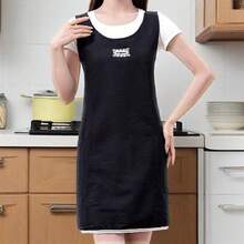 Damen Mode Bestickte Taschenschürze - Strapazierfähige Polyester Koch- und Backschürze, geeignet für Küche, Malen usw. - Verstellbarer Nackenriemen, Rot mit weißer Stickerei, perfekt für Zuhause oder professionelle Nutzung, Backen Zubehör | Bestickte Schürze | Strapazierfähiger Polyester, Backen Zubehör - A - Übersicht 6
