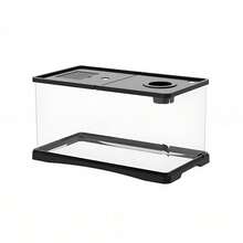 Acuario de escritorio pequeño de acrílico transparente con tapa de plantas, tanque de acuario mini de autocirculación para Betta y peces dorados, acuario de paisaje de sobremesa para decoración del hogar y oficina - Ver 9