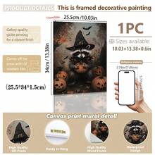 1 Stück, Leinwand Wandkunst, gerahmte Wanddekoration, süßer Hexen-Waschbär mit Kürbis und Fledermaus Herbstwald Leinwand Wanddekoration, ländliche Dark Academia Horror Halloween Poster, gruselige Fledermaus Kunst, Vintage Wanddekoration, geeignet für moderne Heimdekoration, Raumdekoration, Wohnheimdekoration, Schlafzimmerdekoration, Wohnzimmerdekoration, Badezimmerdekoration, Küchendekoration, Esszimmerdekoration - Waschbärzauberer - Übersicht 13