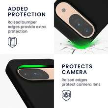 Solid Color Liquid Silicone Summer Fresh Color Phone Case For 9 9A 9 Pro XL 10 10 Pro 10 Pro XL, Smooth Touch Inner Lining With Flannel Anti-Drop Phone Case For Pixel 7A 8A 8 Pro 7 Pro 6A 6 Pro 5 5A - Black - View 2