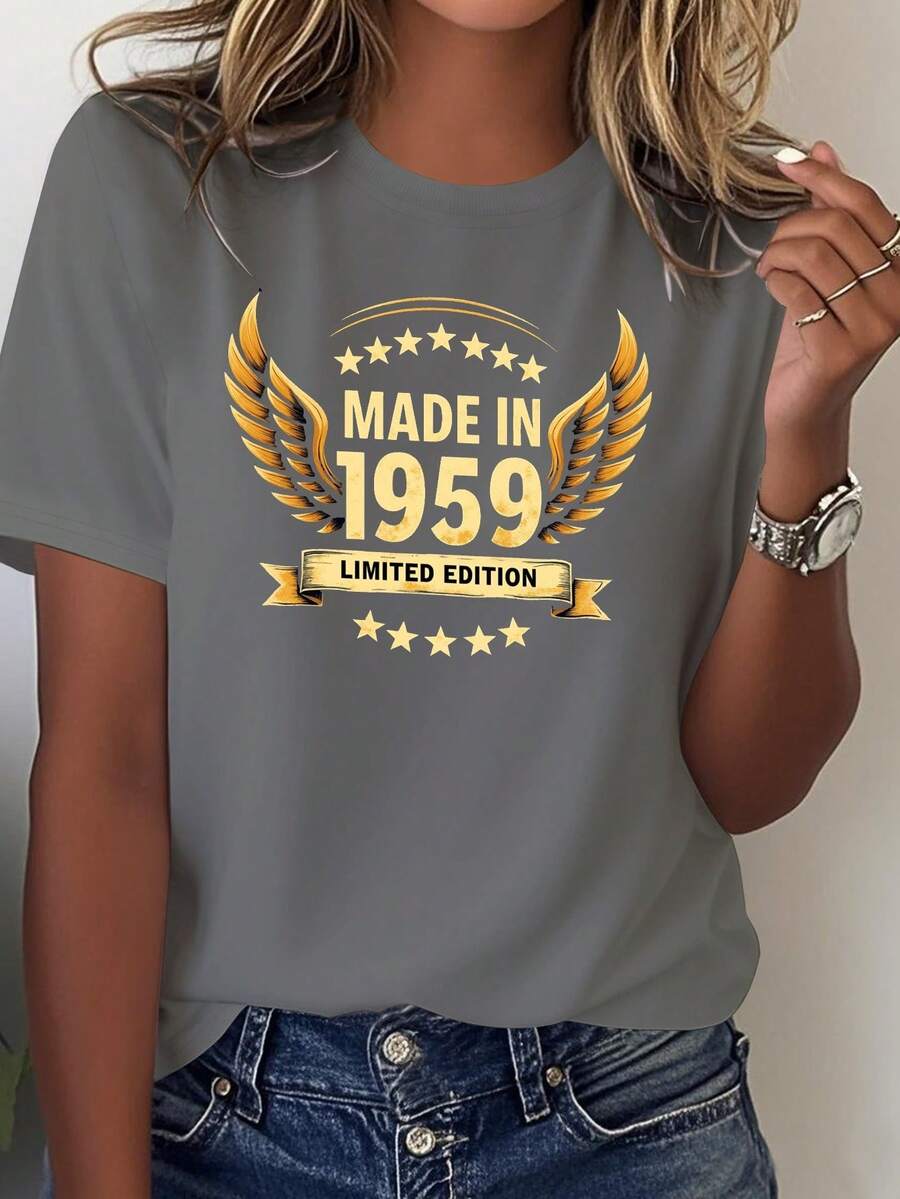 Women's Limited Edition Pure Comfortable T-Shirt Made In 1959 - Dark Grey - View 1