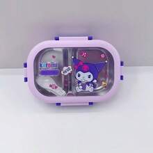 SANRIO 1個 Romi 900ml 卡通圖案防漏分格便當盒,不鏽鋼材質,耐用防摔,附餐具,開學必備,開學季與生日禮物,戶外野餐必需品 - 彩色 - 查看 7