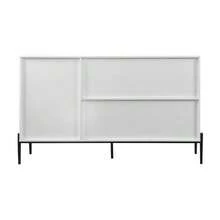 Modern Sideboard With Sliding Glass Door And 3 Drawers, Entryway Console, Kitchen Cabinet For Hallway, Entryway, Kitchen, Office, White - White - View 9