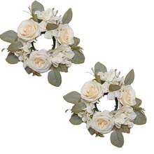 1pc/2pcs Wedding Candle Holder Garland Artificial Rose Candle Ring Wedding Table Decor Silk Candle Home Centerpiece Party Decoration Gift Birthday Graduation - View 16