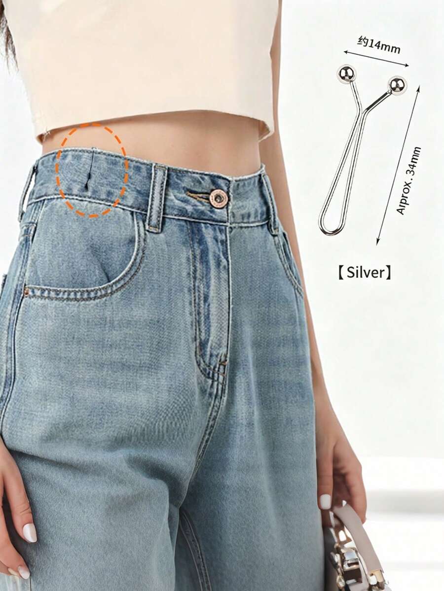12/10/8/4pcs Waist Tightener Invisible Adjustable Buckle No-Sew Fashion Jeans Clothing Accessory, Easy To Use, Better Effect With Thin Clothing, Comfortable And Versatile - Multicolor - View 1