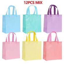 6/12/18/24PCS Macaron Color Non-Woven Gift Bags, Available In A Variety Of Solid Colors, Suitable For Birthday Parties, Weddings, Candy Bags, Holiday Shopping Packaging Bags, Thick And Durable Square Bottom Tote Bags - View 13