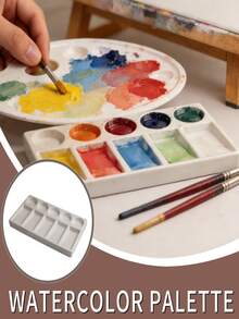 3pcs Dual Row Paint Palette Set With Palette/Knife & Brush 5 Round 5 Square Wells For Watercolor Oil Acrylic - Palette Set - View 7