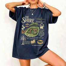 The Shire Shirt, Fantasy Book Lover Shirt The Rings Second Breakfast Rivendell Shirt Lord Of Shirt Gift For Book Lover100% Cottonsummer Outfits For Wo - 藏蓝色 - 查看 12