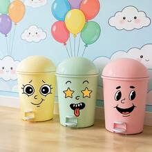 4pcs/Set Cartoon Face Stickers, Self-Adhesive, Suitable For Plastic Surfaces, Removable, Home Decor, Suitable For Trash Cans, Walls, Bathroom Decor, Refrigerator, Smooth Surface, Fun Theme Decoration, Cover Wall Imperfections. - AA03 - View 5