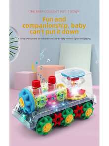 1 pieza Tren eléctrico omnidireccional transparente para niños unisex, luces de colores, música, simulación de engranajes - Color de accesorio aleatorio, niños y niñas, regalo de cumpleaños, Navidad - Ver 4