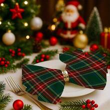 12 Christmas Tartan Plaid Cloth Napkins - Perfect For Holiday Lunches, Brunches, And Dinner Parties, Reusable, And Washable - Size 17X17 In Red And Green - Green Plaid - View 2