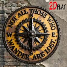 2D Graphic Design - 2D Graphic Design, Featuring A Vintage Compass And Gear Pattern, Engraved With The Phrase "Not All Who Wander Are Lost". This 7.87 X 7.87 Inch Aluminum Round Outdoor Plaque Blends Industrial And Artistic Styles. (Random Hole Placement) - A - View 6