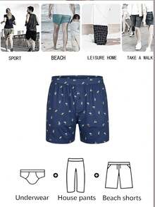 1pack Men's Underwear, Soft And Comfortable Printed Pattern Design Loose Corner Shorts, With Button Placket, Suitable For Daily Wear, Vacation Travel - Multicolor - View 7