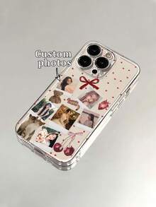 1pc DIY 6-Photo Red Bow Cherry Small Panda Cat Heart Background Pattern Ultra-Thin Transparent TPU Phone Case, Suitable For IPhone 17 Pro Max/16 Pro/15 Pro/14 Plus/13 Pro/12 Pro Max/11/Xs Max/8/7/6 Plus, Premium Business, Best Gift For Leaders, Friends, Father, Mother, Boyfriend, Girlfriend - Clear - View 4