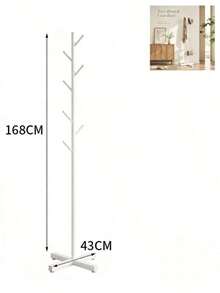 Freestanding Metal Coat Rack, Tree Design, With Multiple Hooks, Space-Saving, Suitable For Coats, Hats And Bags, Perfect For Entryway, Bedroom, Living Room And Student Apartment - White - View 5