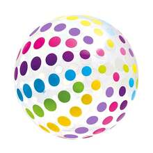 Inflatable Beach Ball For Kids, Transparent And Striped, Water Toy For Outdoor Pool Games - 40cm Color Stripe - View 2