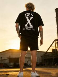 Summer Outdoor Sports T-Shirts For Generation X, Featuring Casual Large Sizes, Stylish Prints For Men, Relaxed Fit, Versatile Round Neck Design - 黑色 - 查看 3