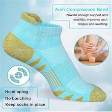 5 pares/1 par de calcetines para mujer con acolchado grueso en la parte inferior, talón y dedos, que proporcionan comodidad, protección contra ampollas, absorción de impactos y alivio para los pies, protección efectiva para caminar, correr, golf, tenis, etc., malla transpirable que ayuda a la ventilación y liberación de calor, manteniendo los pies secos y frescos - Multicolor - Ver 7