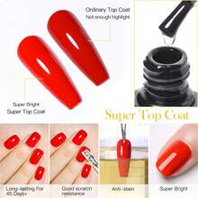 MSRUIOO 1 pieza 8ml Esmalte de uñas gel Super Top Coat, súper brillante, de larga duración por 45 días, función de base gel y top coat mate, esmalte de uñas gel removable para manicura y arte de uñas para casa y salón - Ver 5