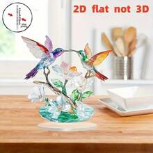 2D Flat Acrylic 2pcs Hummingbird Decorative Ornaments - Modern Theme Home, Desk Or Office Decor - Perfect Gift For Friends, Unique Office Decoration, No Electricity Required, Desktop Decorative Ornament - A - View 8