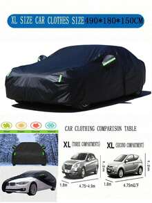 Outdoor Full Car Cover, Waterproof, Windproof, UV-Resistant, Snowproof, Dustproof Car Protection Cover, Equipped With Reflective Warning Strips And Windproof Fixing Ropes, Suitable For Sedan, SUV And Hatchback Universal - Multicolor - View 15