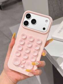 1件純色吸盤防摔手機殼，TPU材質，可作為節日禮物，適用於Apple手機11 12 13 14 15 16pro/Promax/14 15 16plus/17/18promax/18pro - 粉色 - 查看 6