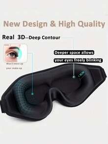 2/1 pieza Máscara de dormir de seda 3D con protección 100% blackout para pestañas y maquillaje, tamaño ajustable, ultra ligera, suave y sedosa, ayuda para dormir, adecuada para dormir, viajes nocturnos, siestas, oficina, escuela, hogar - Multicolor - Ver 6