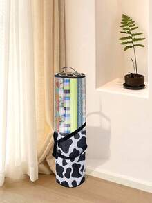 1 pieza Bolsa de almacenamiento de embalaje de regalo transparente con asa, bolsa de almacenamiento de papel de regalo de PVC, contenedor cilíndrico fácil de transportar, caja de almacenamiento de embalaje de regalo transparente para Navidad y Año Nuevo - Vaca semiláctea - Ver 4