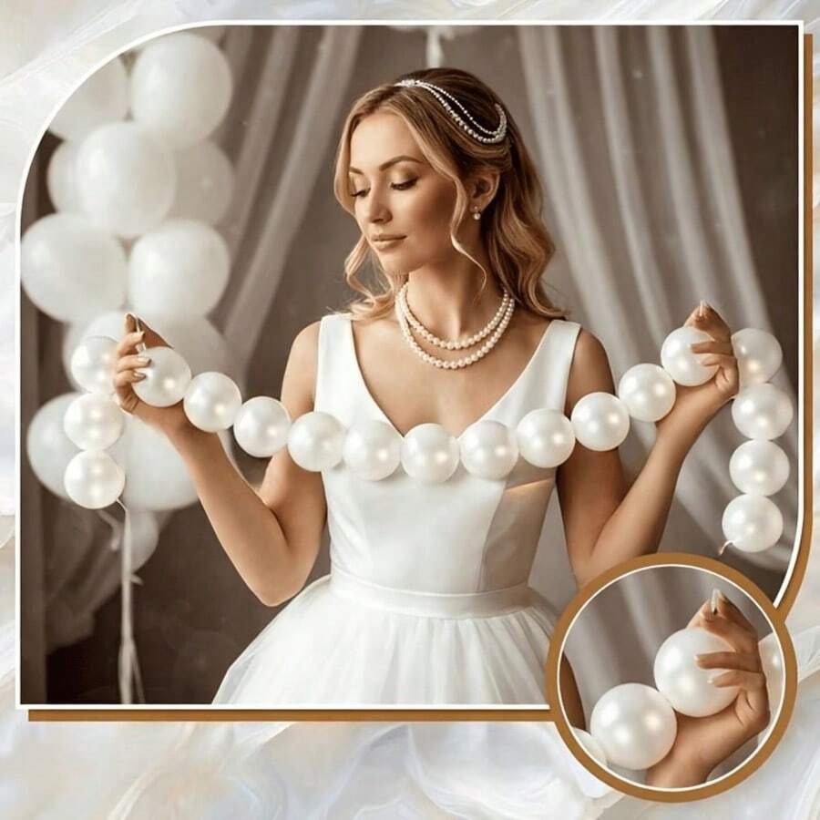22pcs Pearl White Decorative Flower Wreath, White Faux Pearl Balls, White Artificial Pearls, Suitable For DIY Crafts, Home Decor, Staircase, Wedding, Christmas Tree, Wreaths, Party Decoration