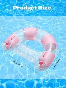 U-Shaped Glitter Inflatable Pool Float Chair With Dual Cup Holders, Water Lounger Float Bed, Thickened PVC Floating Raft For Beach, Pool, Lake Summer Water Relaxation - Multicolor - View 9