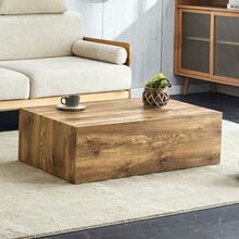 Rectangular Coffee Table With Wood Grain Finish. Dimensions: 90*50*30 Cm, MDF Material, No Assembly Required. - 木頭 - 查看 1