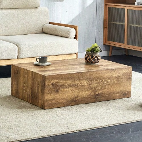 Rectangular Coffee Table With Wood Grain Finish. Dimensions: 90*50*30 Cm, MDF Material, No Assembly Required. - 木頭 - 查看 1