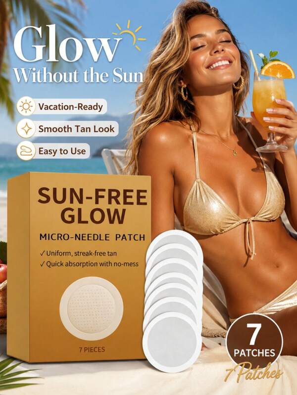 7pcs Tanning Microneedle Patches, Summer Daily Outdoor Beach Tanning Care Patches For Natural Bronze Skin Glow, Gentle Non-Irritating, Relaxing, Comfortable Material, Refreshing, Portable