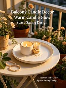 1pc Moon Pattern Double Candle Holder Tray, Multi-Purpose Aromatherapy Candle & Jewelry Storage Dish, Matte White With Gold Trim, Suitable For Bedroom, Bathroom, Balcony, Cafe, Patio, Desktop - 1 New Item - View 11