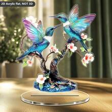 2D Flat Acrylic 2pcs Hummingbird Decorative Ornaments - Modern Theme Home, Desk Or Office Decor - Perfect Gift For Friends, Unique Office Decoration, No Electricity Required, Desktop Decorative Ornament - A - View 5